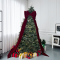Large Burgundy Velvet Christmas Bow with Pearl Trim