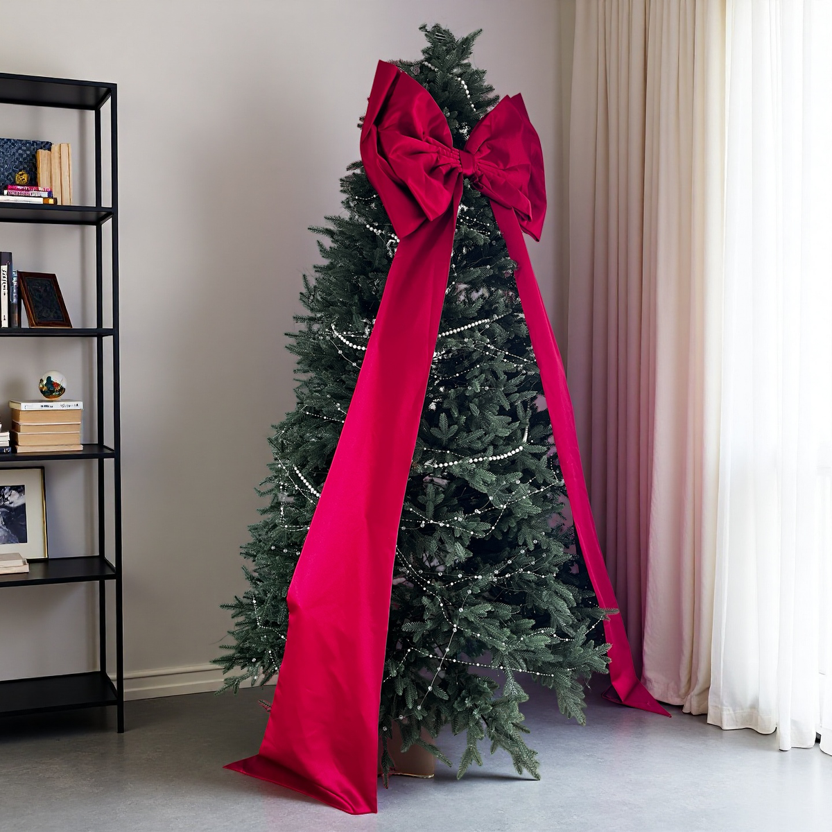 Large Burgundy Satin Christmas Tree Bow